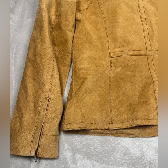 Bernardo Genuine Leather Suede Camel Tan Boho Coastal Cowgirl Jacket Size PM - Picture 14 of 17